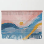 Pink and Blue Abstract Art Ocean and Sunrise Wall Hanging Gallery Image 1