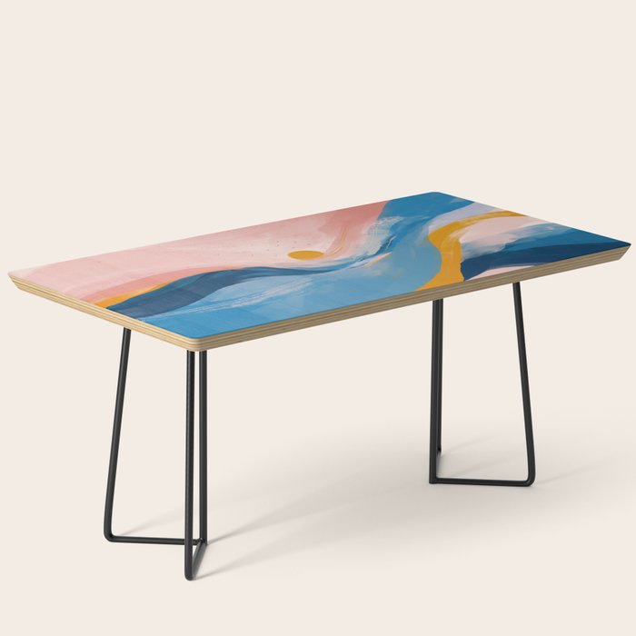 Pink and Blue Abstract Art Ocean and Sunrise Coffee Table Gallery Image 1