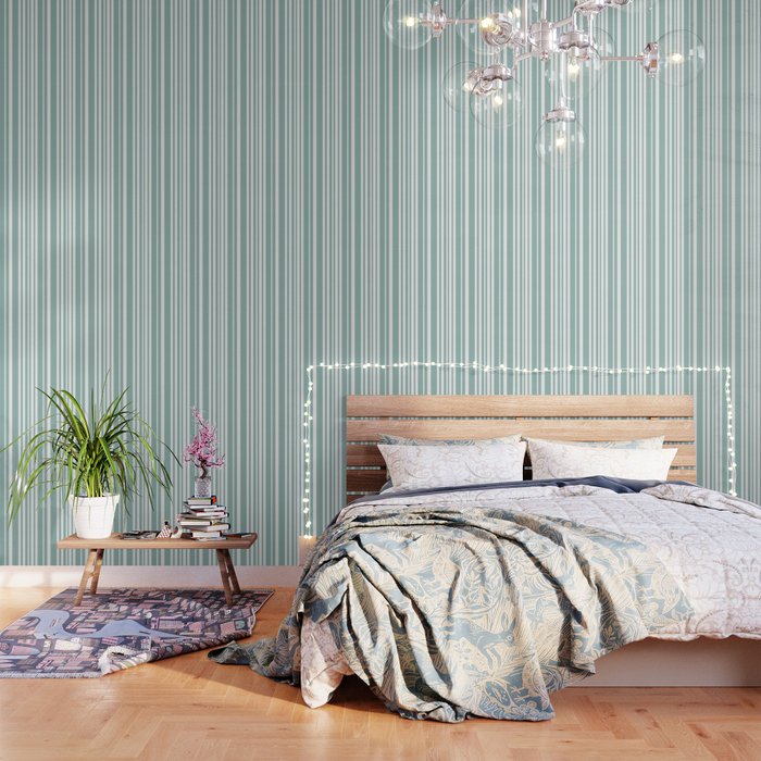 Classic Stripes XXXVII - Sage Green Wallpaper Gallery Image 1