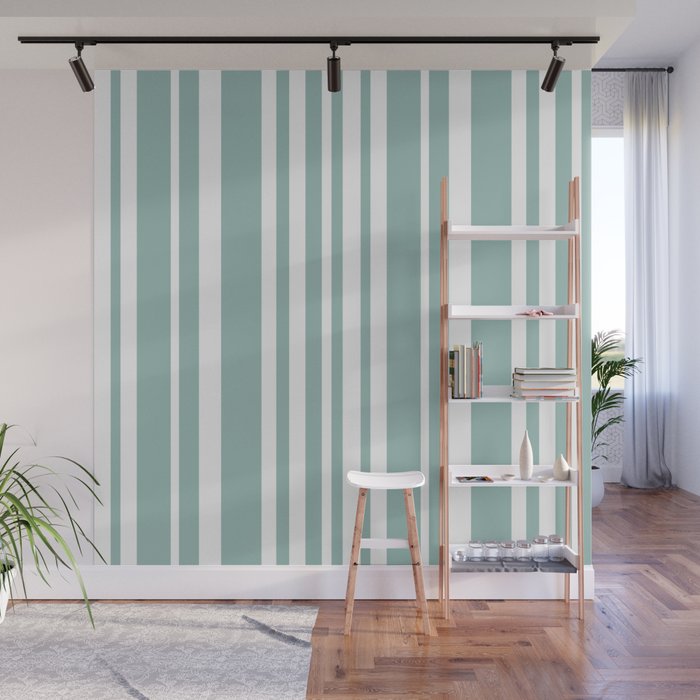 Classic Stripes XXXVII - Sage Green Wall Mural Gallery Image 1