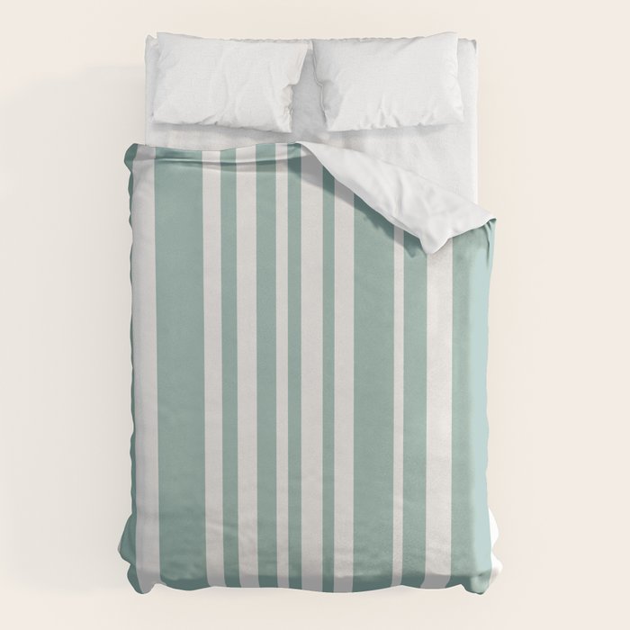 Classic Stripes XXXVII - Sage Green Duvet Cover Gallery Image 6