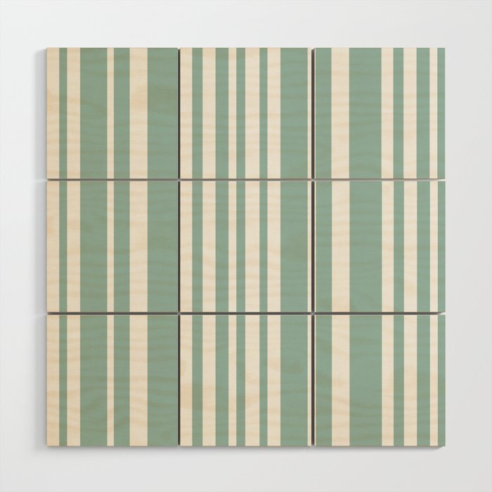 Classic Stripes XXXVII - Sage Green Wood Wall Art Gallery Image 1