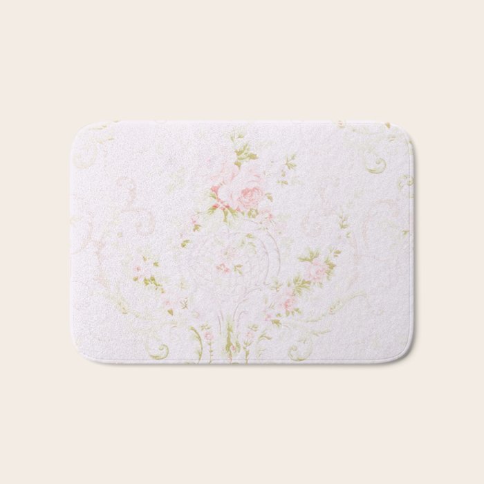 Parisian Shabby Chic Roses Vintage Wallpaper  Bath Mat Gallery Image 1