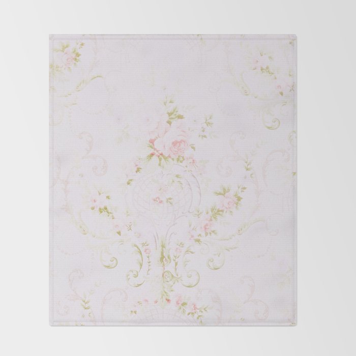 Parisian Shabby Chic Roses Vintage Wallpaper  Throw Blanket Gallery Image 2