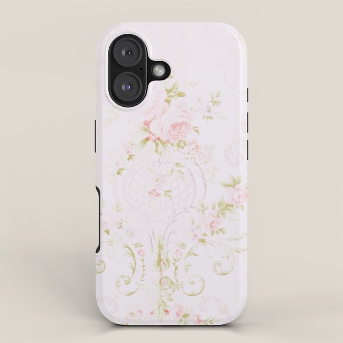 Parisian Shabby Chic Roses Vintage Wallpaper  iPhone Case Gallery Image 1