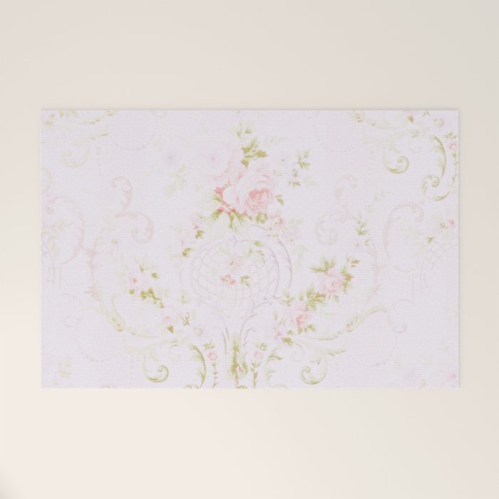 Parisian Shabby Chic Roses Vintage Wallpaper  Welcome Mat Gallery Image 1