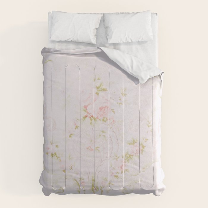 Parisian Shabby Chic Roses Vintage Wallpaper  Comforter Gallery Image 1