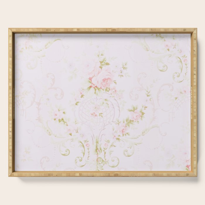 Parisian Shabby Chic Roses Vintage Wallpaper  Serving Tray Gallery Image 1
