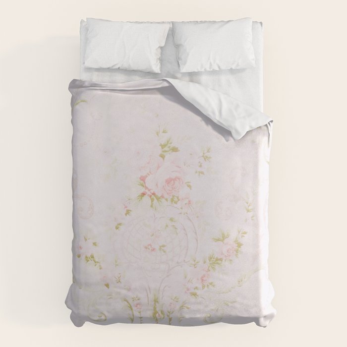 Parisian Shabby Chic Roses Vintage Wallpaper  Duvet Cover Gallery Image 1