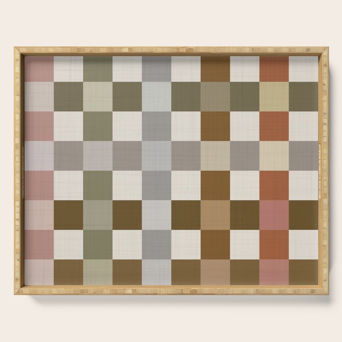 Harvest 2025 Cozy Autumn Plaid Rustic Fall Checkered Pattern Earthy Serving Tray Gallery Image 1