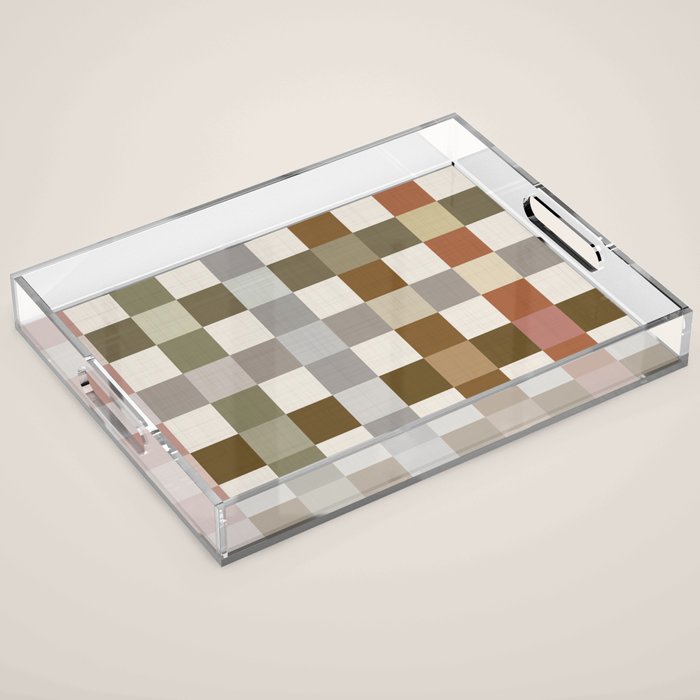 Harvest 2025 Cozy Autumn Plaid Rustic Fall Checkered Pattern Earthy Acrylic Tray Gallery Image 1