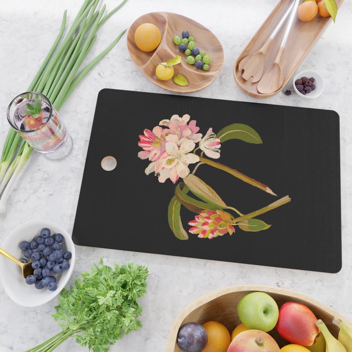 Rhododendron Maximum  by Mary Delany Paper Collage Floral Flower Botanical Paper Mosaic Vintage Scientific Plant Anatomy Cutting Board Gallery Image 2