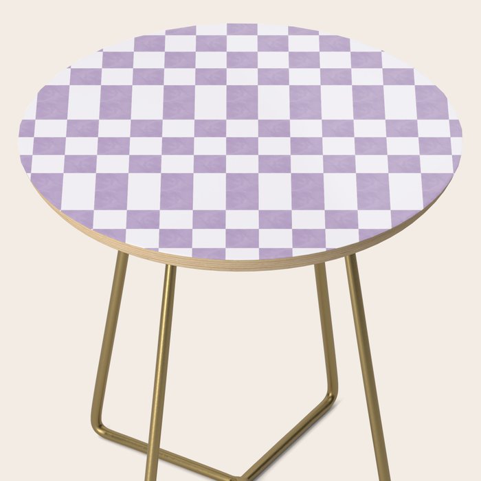 Lilac and white checkered Side Table Gallery Image 2