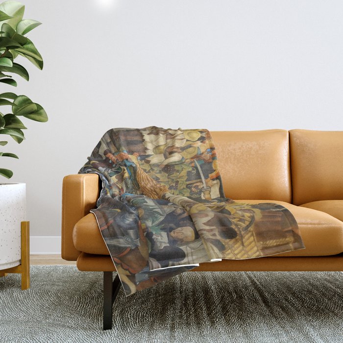 Diego Rivera Murals of the National Palace II Throw Blanket Gallery Image 1