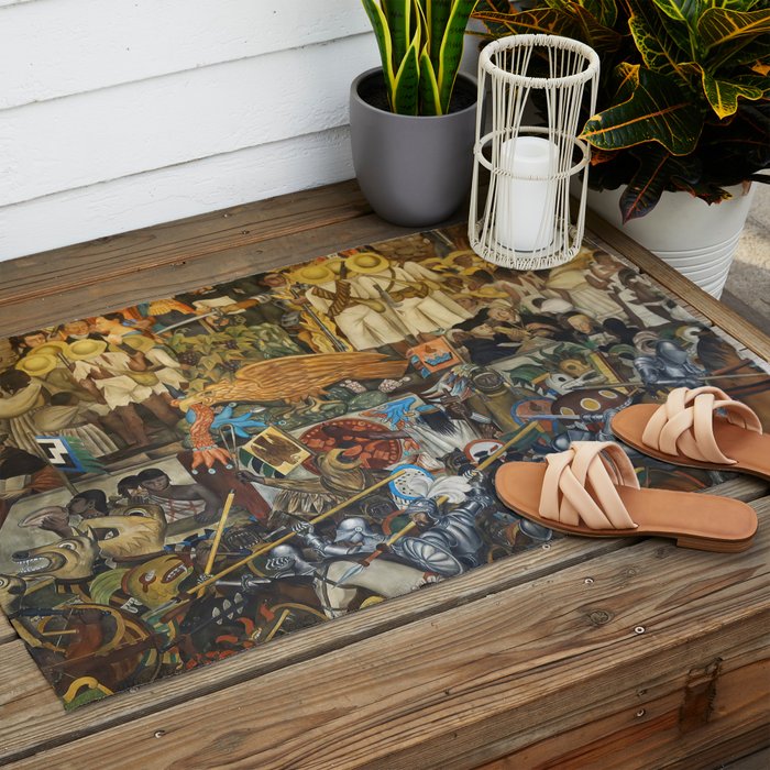 Diego Rivera Murals of the National Palace II Outdoor Rug Gallery Image 2