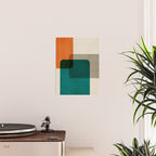 Orange Teal MCM Modern Minimalism Artwork Poster Gallery Image 2