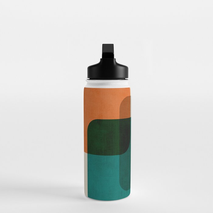 Orange Teal MCM Modern Minimalism Artwork Water Bottle Gallery Image 3