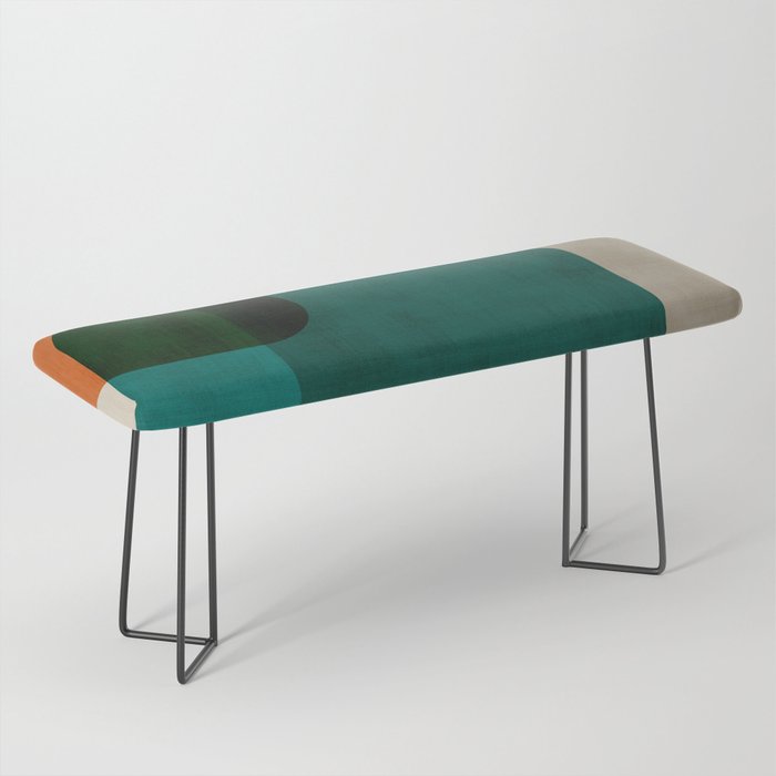 Orange Teal MCM Modern Minimalism Artwork Bench Gallery Image 1