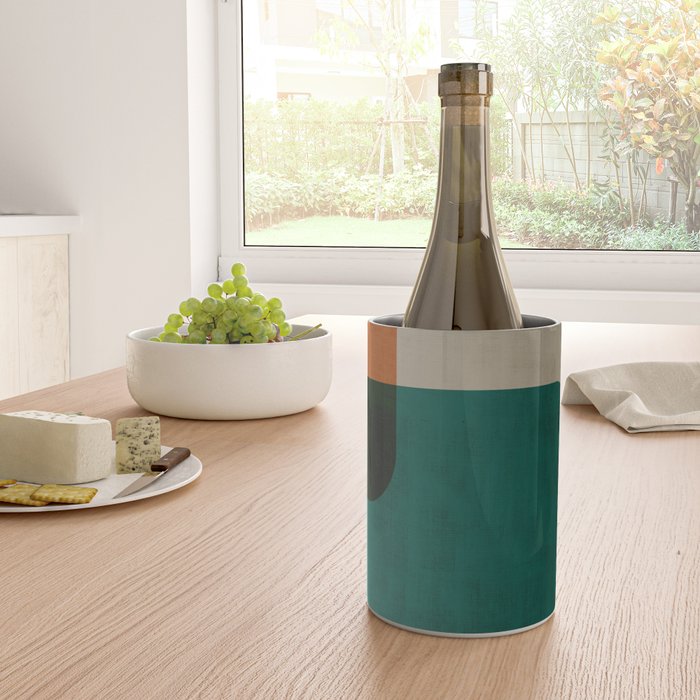 Orange Teal MCM Modern Minimalism Artwork Wine Chiller Gallery Image 4