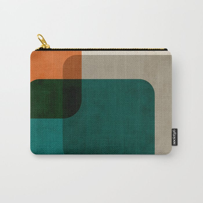 Orange Teal MCM Modern Minimalism Artwork Carry All Pouch Gallery Image 1