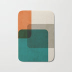 Orange Teal MCM Modern Minimalism Artwork Bath Mat Gallery Image 1