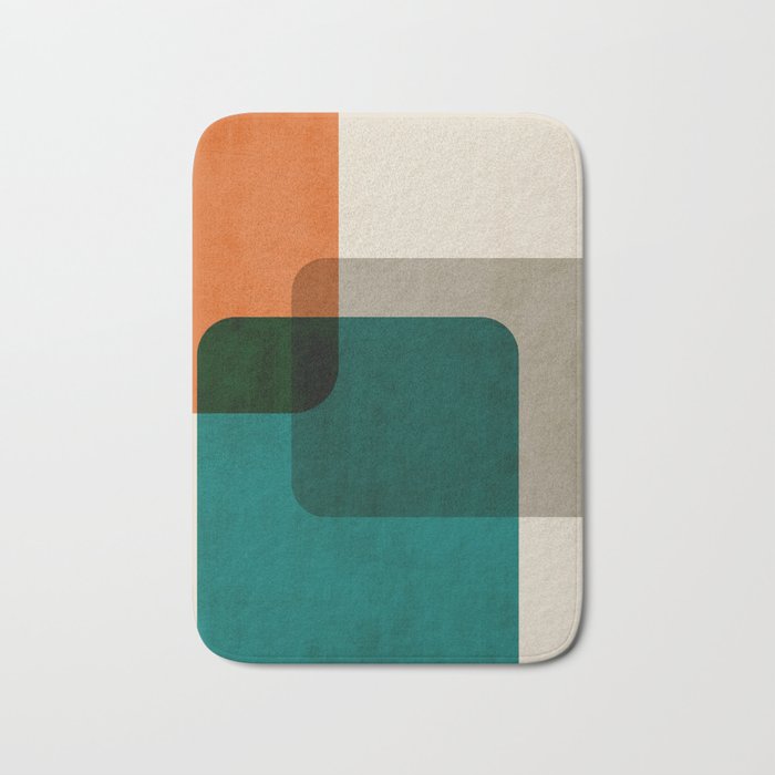 Orange Teal MCM Modern Minimalism Artwork Bath Mat Gallery Image 1