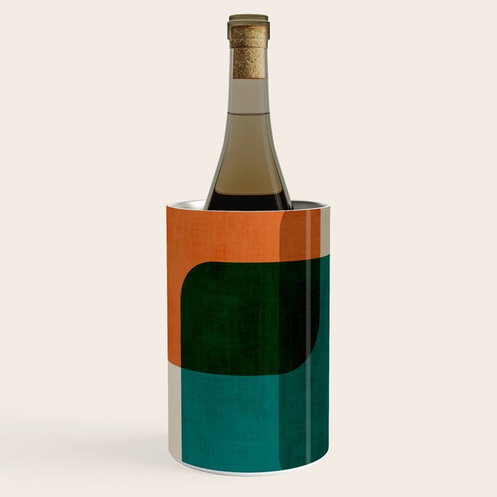 Orange Teal MCM Modern Minimalism Artwork Wine Chiller Gallery Image 2