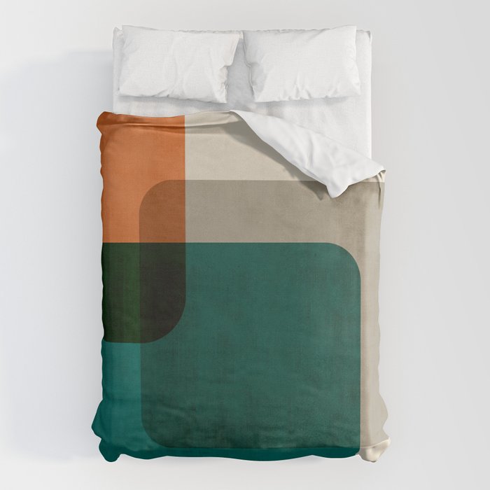 Orange Teal MCM Modern Minimalism Artwork Duvet Cover Gallery Image 1