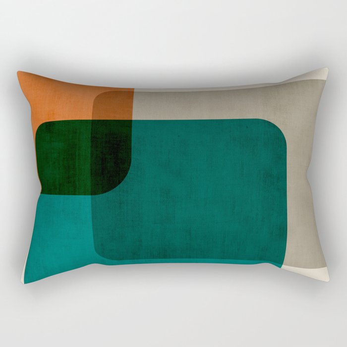 Orange Teal MCM Modern Minimalism Artwork Rectangular Pillow Gallery Image 1