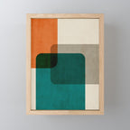 Orange Teal MCM Modern Minimalism Artwork Mini Art Print Gallery Image 1