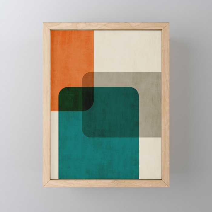 Orange Teal MCM Modern Minimalism Artwork Mini Art Print Gallery Image 1