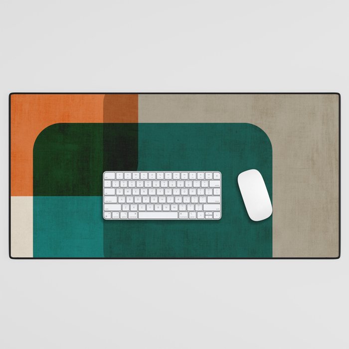 Orange Teal MCM Modern Minimalism Artwork Desk Mat Gallery Image 1
