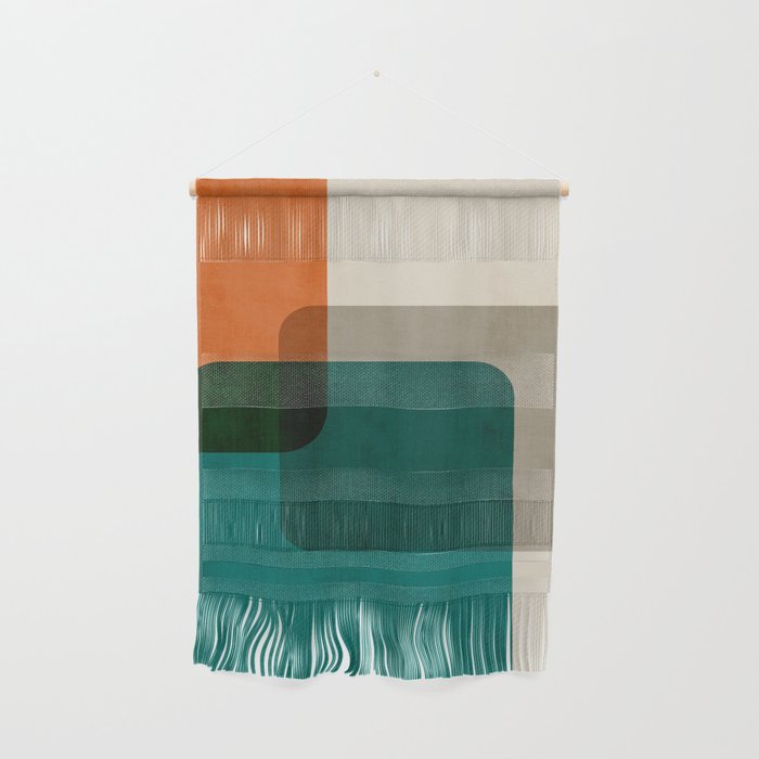 Orange Teal MCM Modern Minimalism Artwork Wall Hanging Gallery Image 1