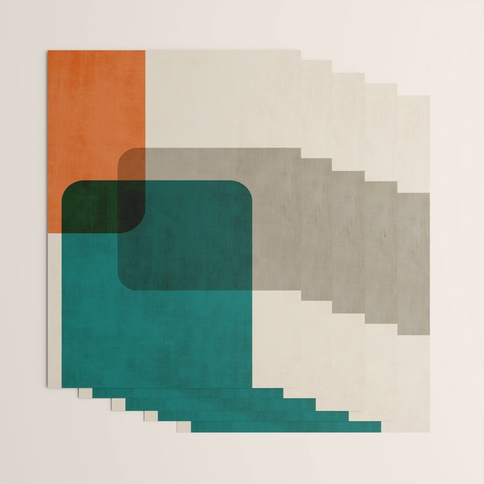 Orange Teal MCM Modern Minimalism Artwork Wrapping Paper Gallery Image 3