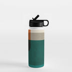 Orange Teal MCM Modern Minimalism Artwork Water Bottle Gallery Image 1