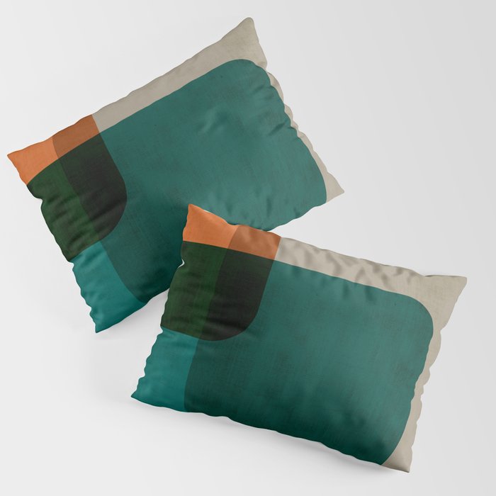 Orange Teal MCM Modern Minimalism Artwork Pillow Sham Gallery Image 3