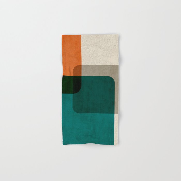 Orange Teal MCM Modern Minimalism Artwork Bath Towel Gallery Image 1
