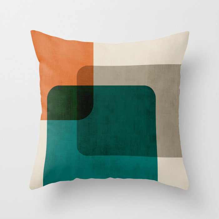 Orange Teal MCM Modern Minimalism Artwork Throw Pillow Gallery Image 6