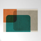 Orange Teal MCM Modern Minimalism Artwork Welcome Mat Gallery Image 1