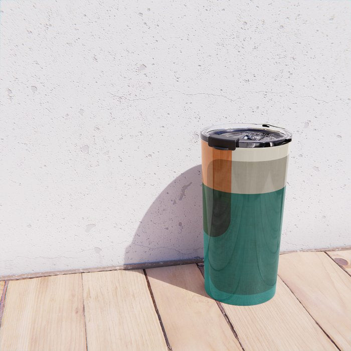 Orange Teal MCM Modern Minimalism Artwork Travel Mug Gallery Image 4