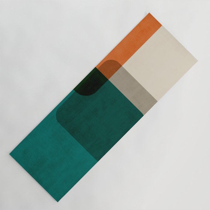 Orange Teal MCM Modern Minimalism Artwork Yoga Mat Gallery Image 1