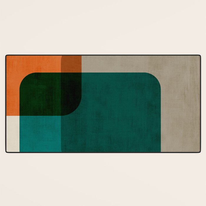 Orange Teal MCM Modern Minimalism Artwork Desk Mat Gallery Image 3