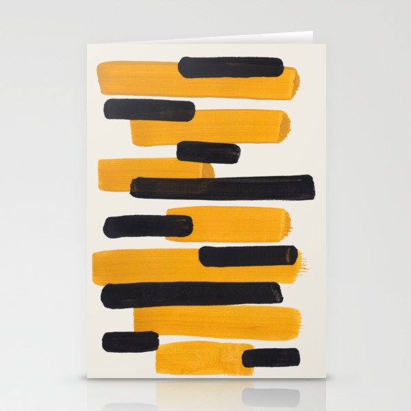 Mid Century Modern Abstract Painting Antique Yellow Black Bumble Bee Stripes Stationery Card Gallery Image 2