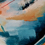 Drift 6: a bold mixed media piece in blues, brown, pink and red Coffee Mug Gallery Image 2