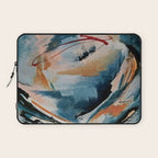 Drift 6: a bold mixed media piece in blues, brown, pink and red Laptop Sleeve Gallery Image 1