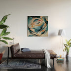 Drift 6: a bold mixed media piece in blues, brown, pink and red Wood Wall Art Gallery Image 2