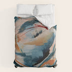 Drift 6: a bold mixed media piece in blues, brown, pink and red Duvet Cover Gallery Image 6