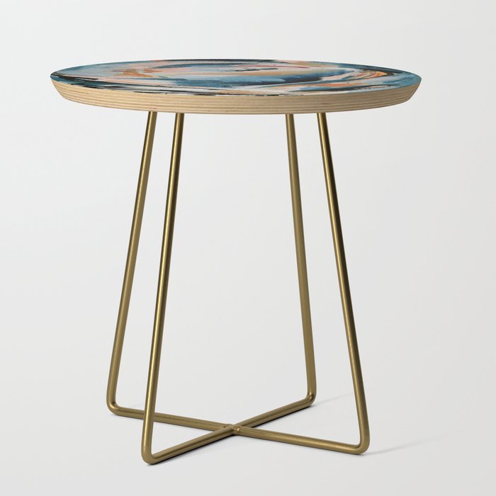 Drift 6: a bold mixed media piece in blues, brown, pink and red Side Table Gallery Image 1