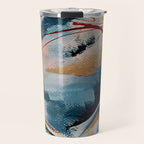 Drift 6: a bold mixed media piece in blues, brown, pink and red Travel Mug Gallery Image 1