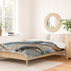 Drift 6: a bold mixed media piece in blues, brown, pink and red Duvet Cover Gallery Image 2